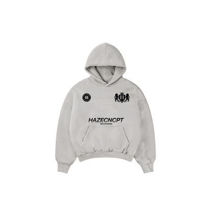 Boxy Fit Hoodie "New Standard" Melange Grey