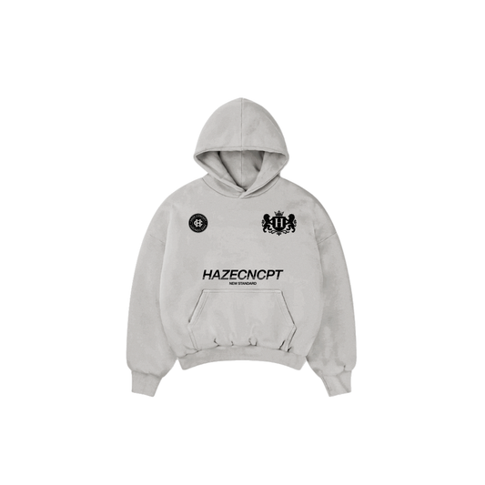 Boxy Fit Hoodie "New Standard" Melange Grey