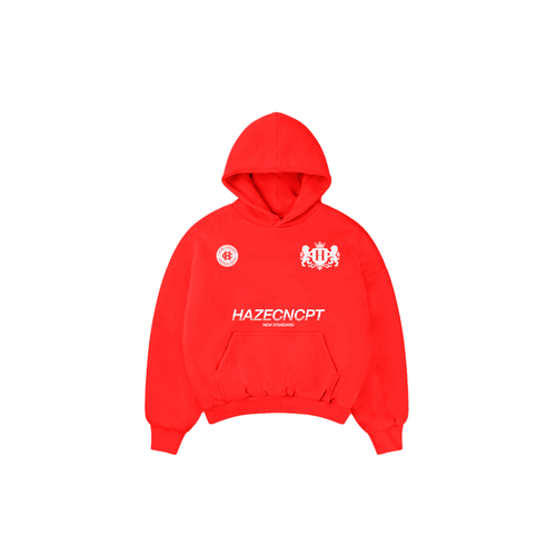 Polerón / hoodie Boxy Fit "New Standard" Rojo con estampado por delante