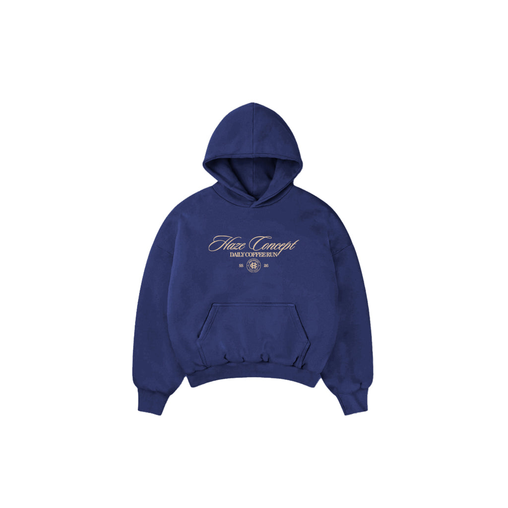 Coffee Run Boxy Fit Hoodie Navy Blue