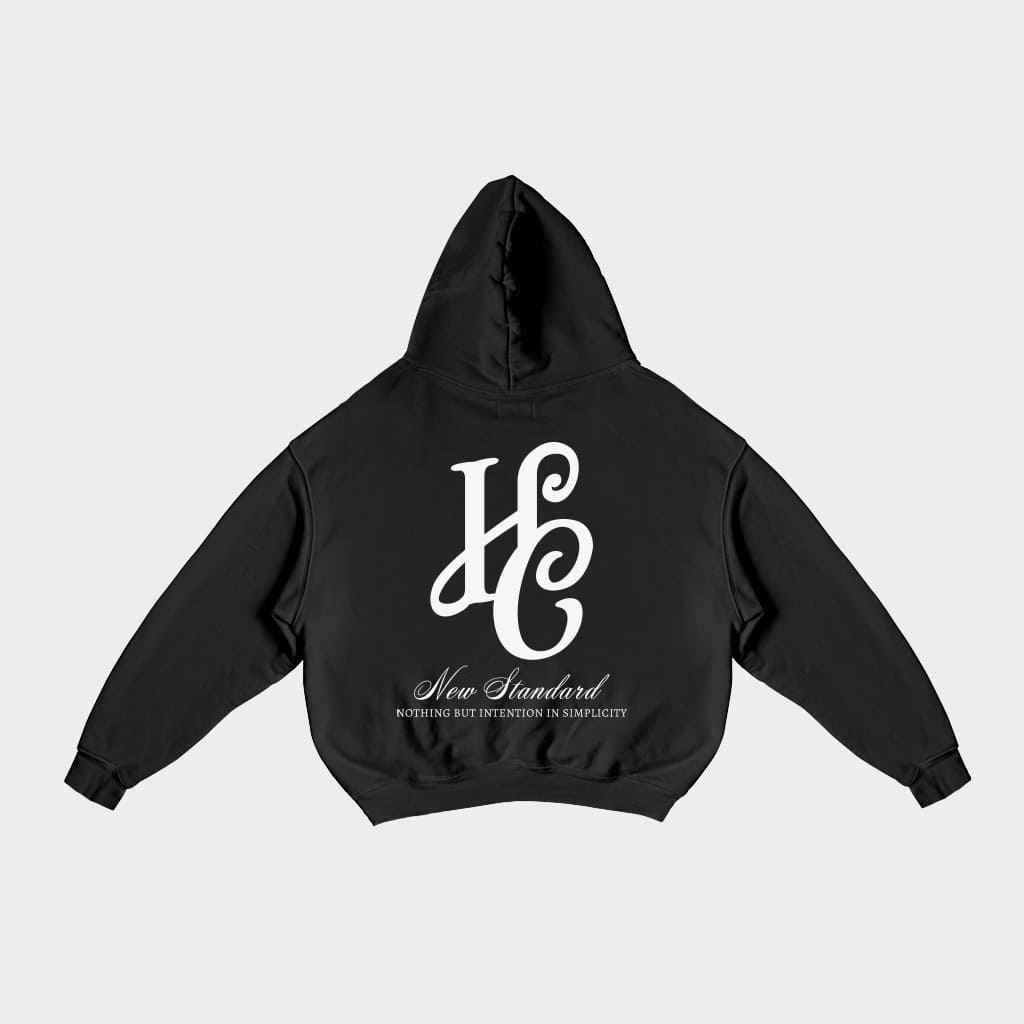 Boxy Fit Hoodie "Signature" Black