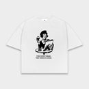 "Bohemian" White Boxy Fit Tee