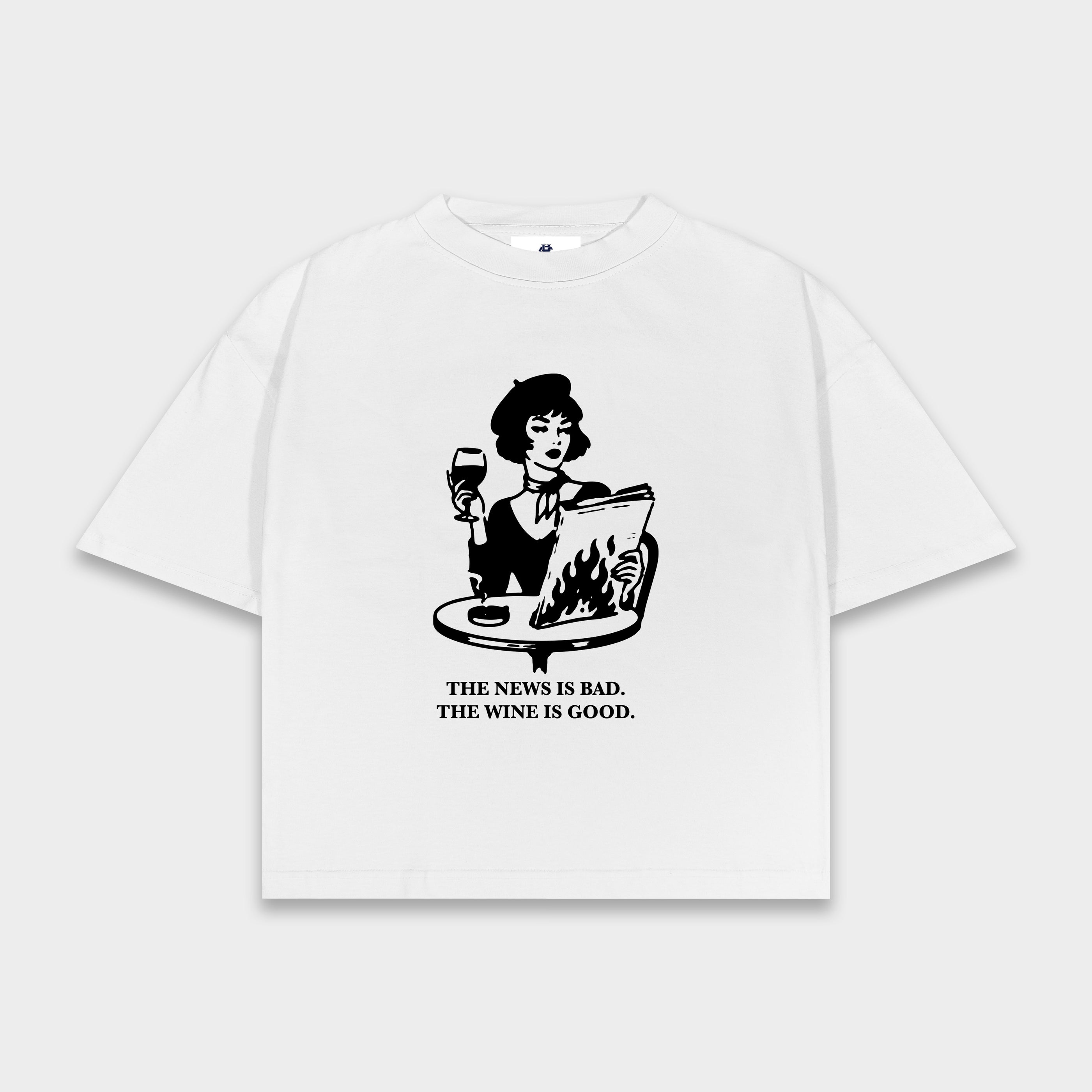 "Bohemian" White Boxy Fit Tee
