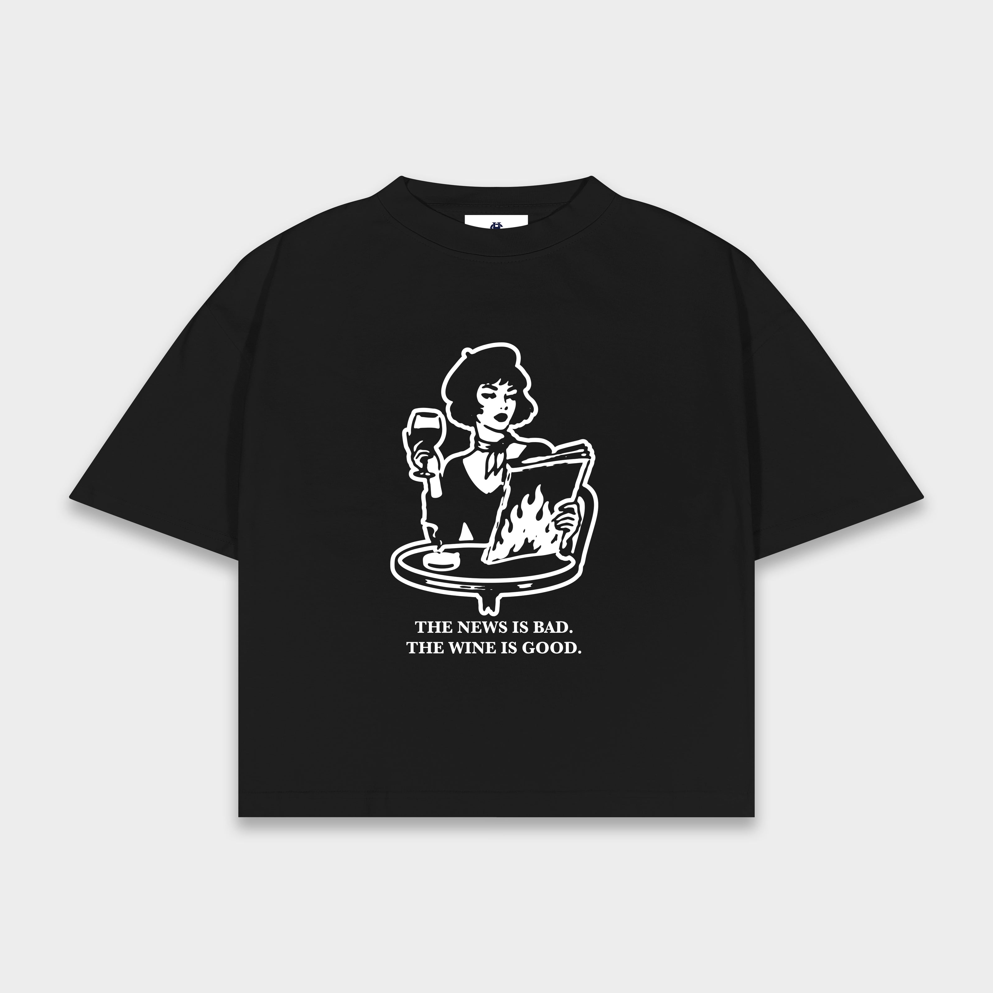 "Bohemian" Black Boxy Fit Tee