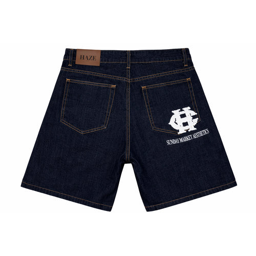 Short Jeans RAW con estampado Sunday Market trasero