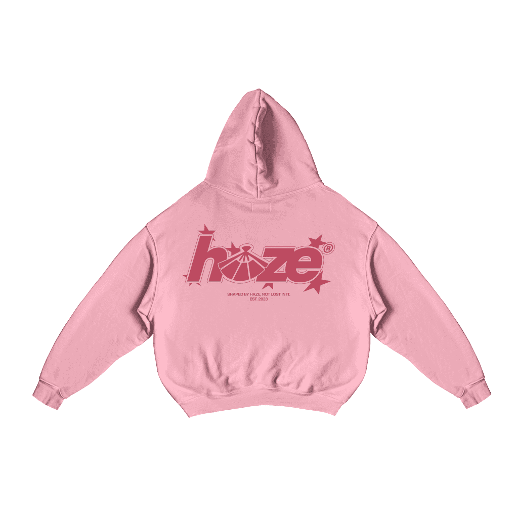 Boxy Fit Hoodie "Star" Pink