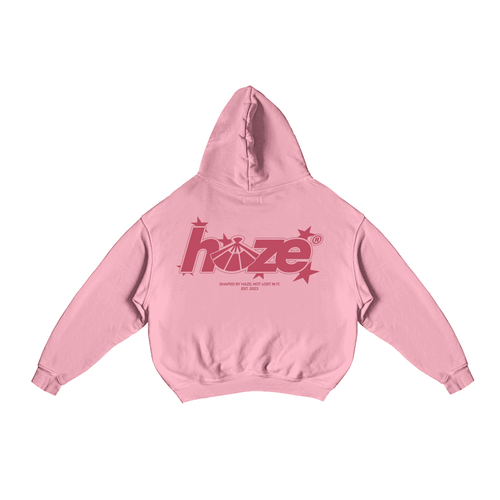 Boxy Fit Hoodie "Star" Pink