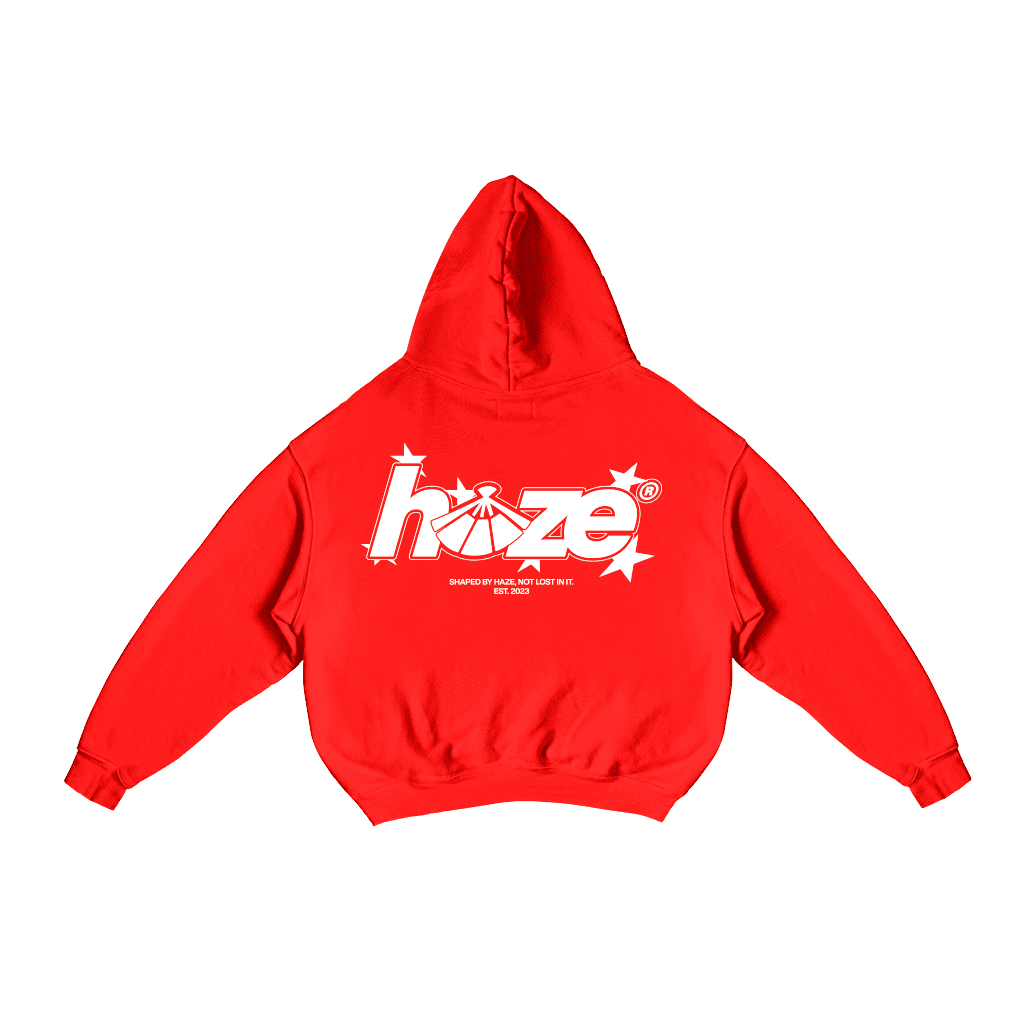 Boxy Fit Hoodie "Star" Red