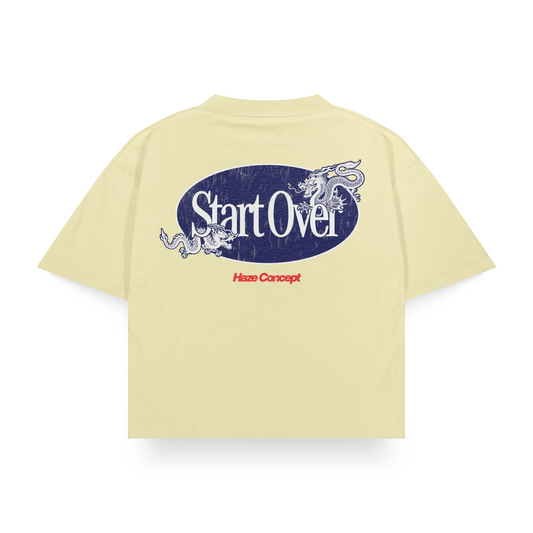 "Start Over" Ecru Boxy Fit Tee