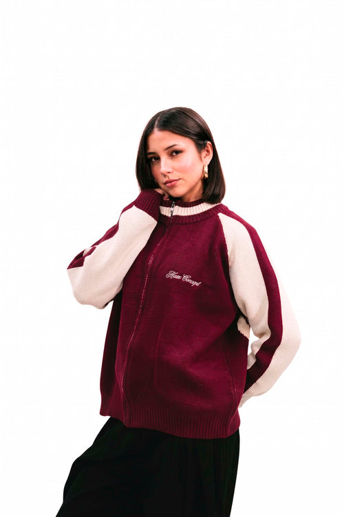"Clubhouse" Zipper Knit Burgundy