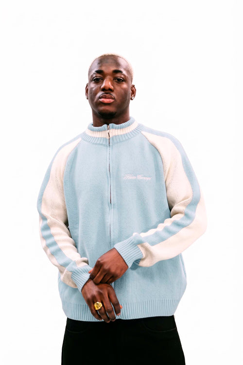 "Clubhouse" Zipper Knit Baby Blue