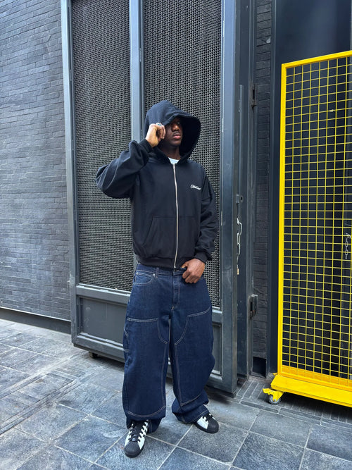Zip Up Hoodie Black