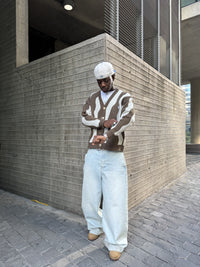 "Pattern Cardigan" Camel