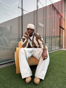 "Pattern Cardigan" Camel