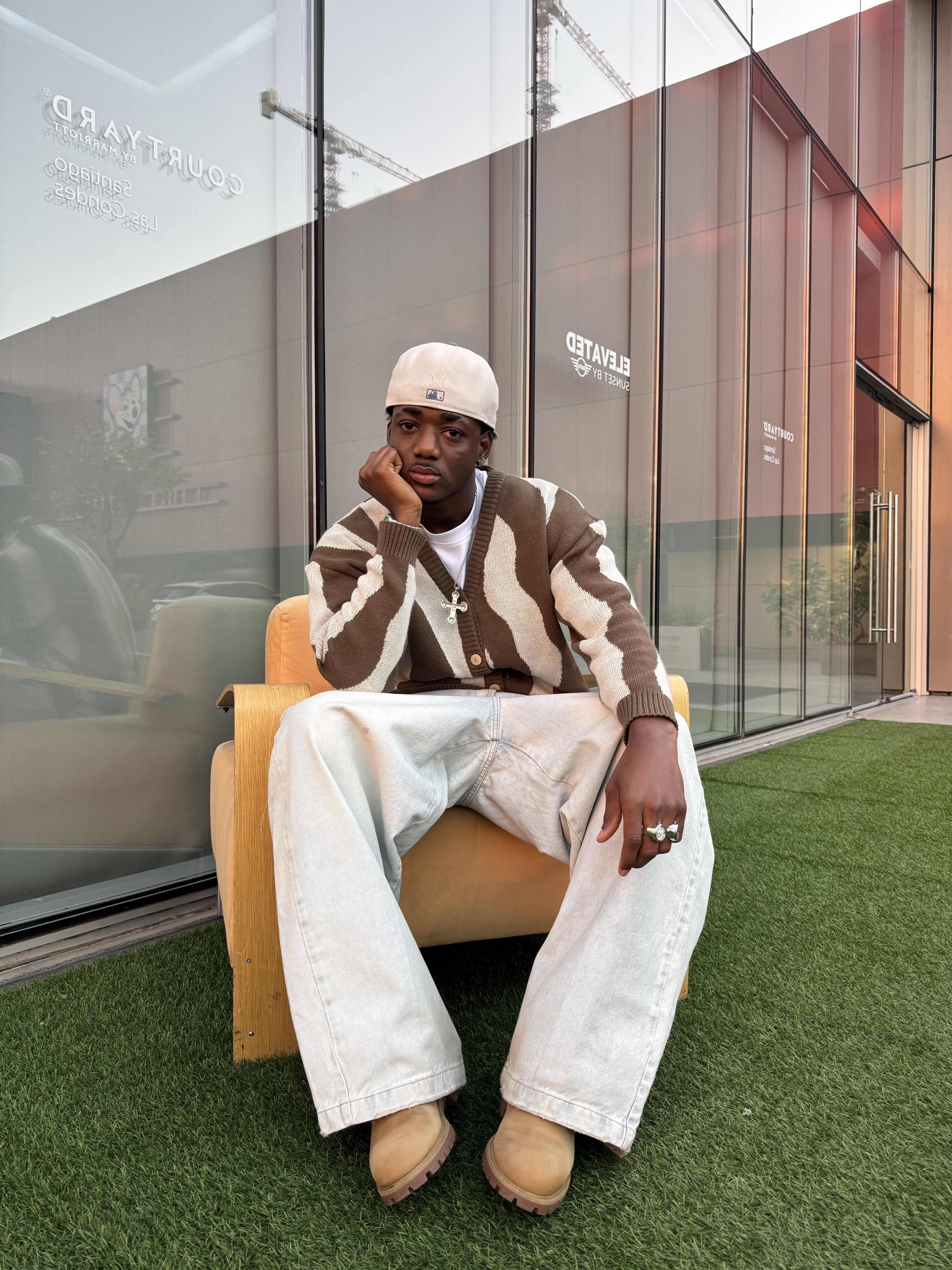 "Pattern Cardigan" Camel